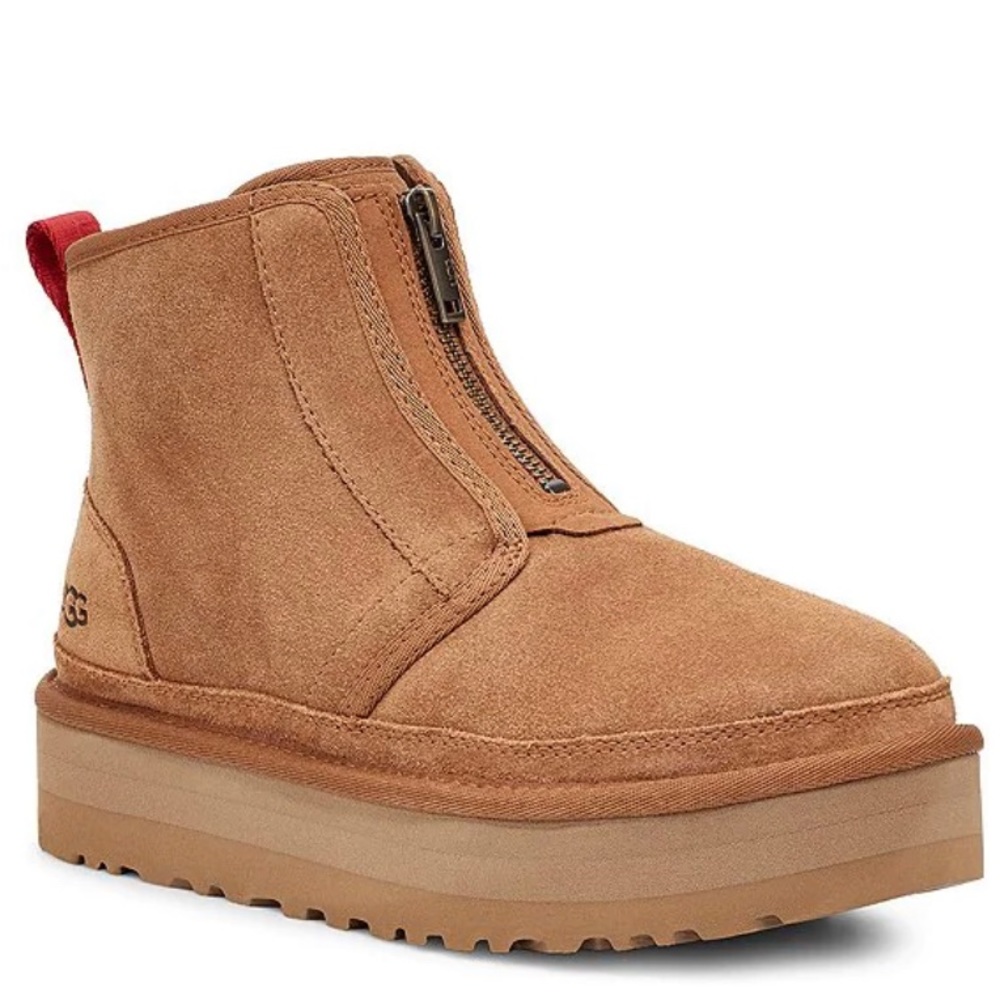 Neumel Platform Zip boot in CHESTNUT size 6